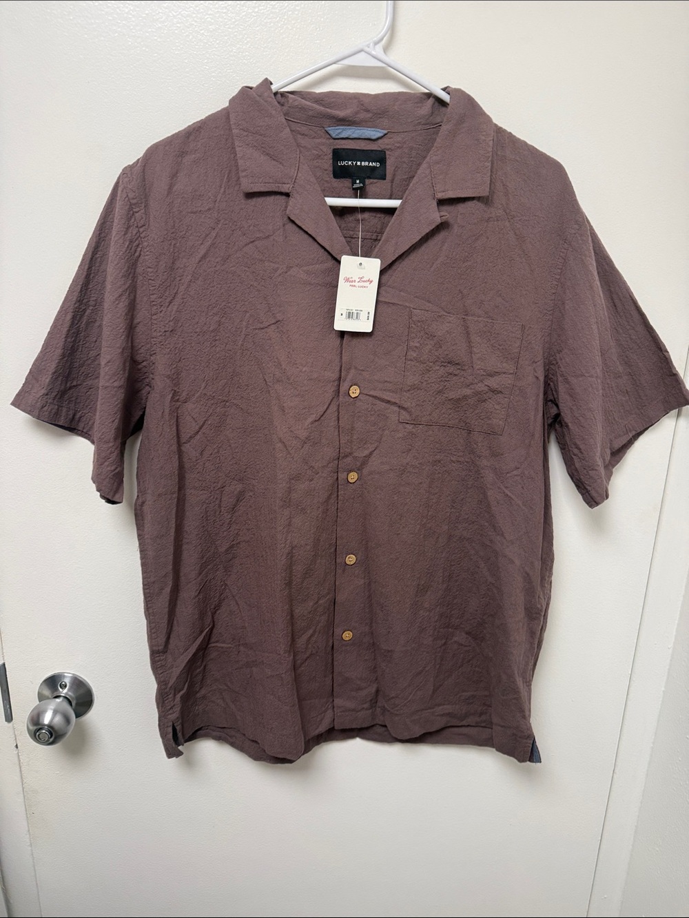 Lucky Brand Men's Short-Sleeve Button-Up Shirt - Dusty Mauve Wooden Buttons